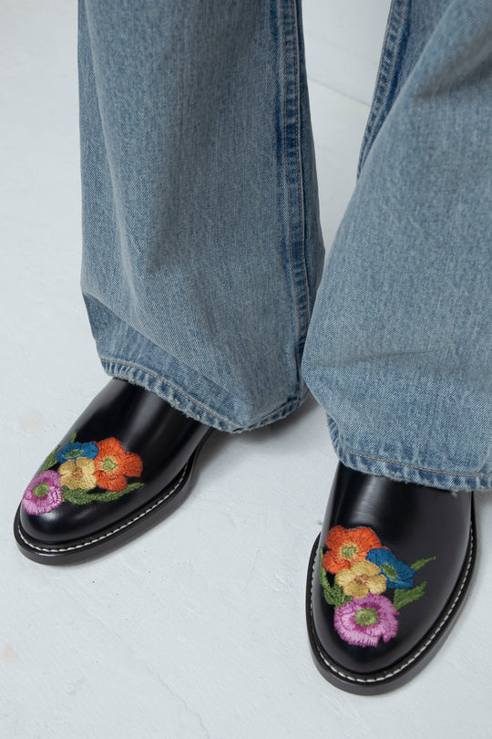 "BLOSSOM" Embroidered Leather Sandals