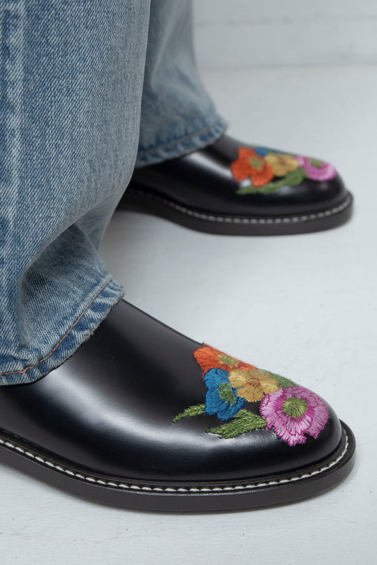 "BLOSSOM" Embroidered Leather Sandals