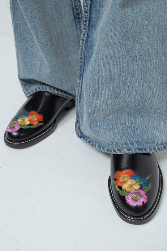 "BLOSSOM" Embroidered Leather Sandals