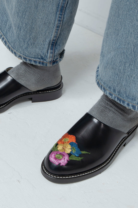 "BLOSSOM" Embroidered Leather Sandals