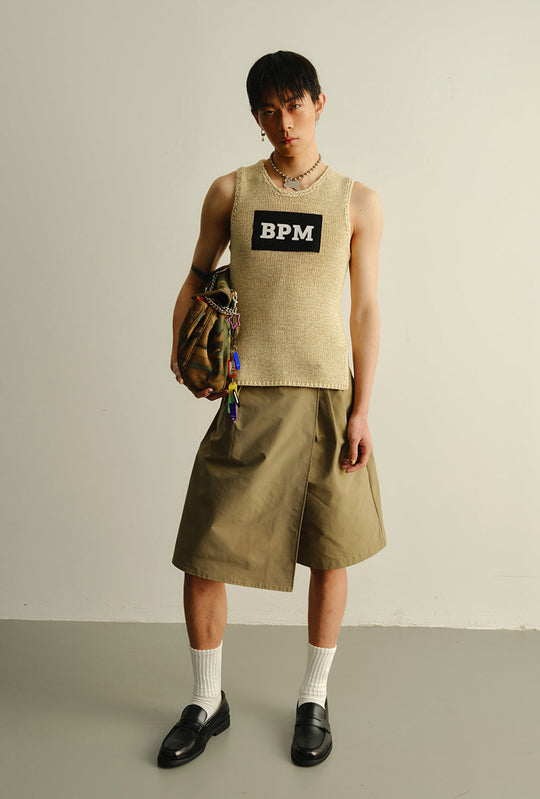 Khaki woven elastic vest