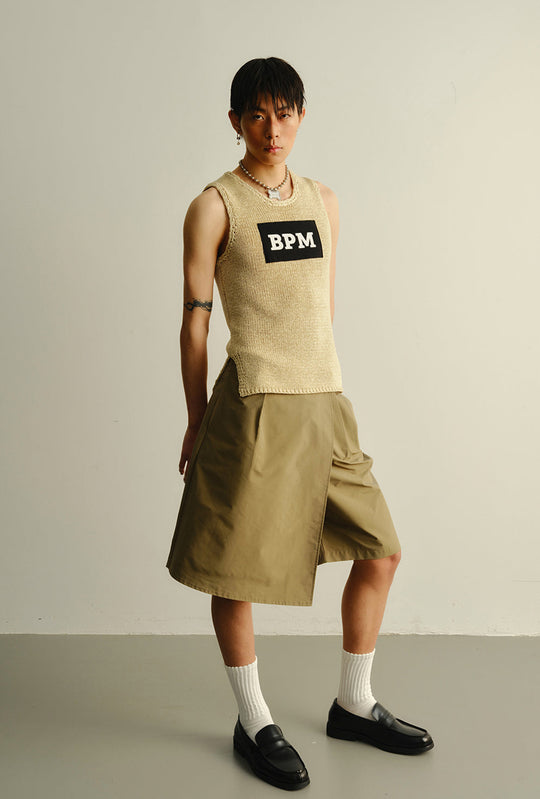Khaki woven elastic vest
