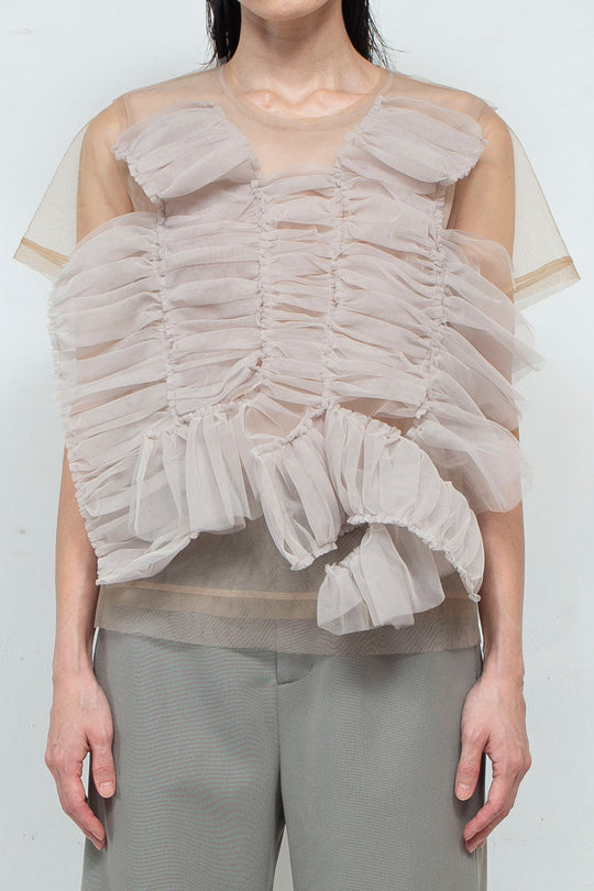 Tulle T-shirt Beige