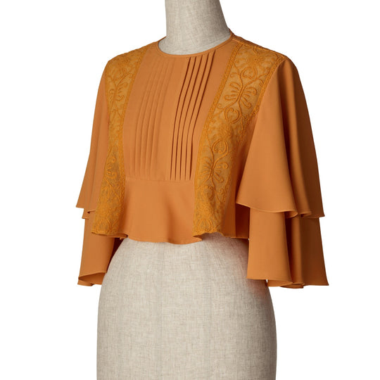 SUN LACE CROPPED BLOUSE ORANGE