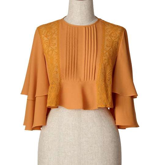 SUN LACE CROPPED BLOUSE ORANGE