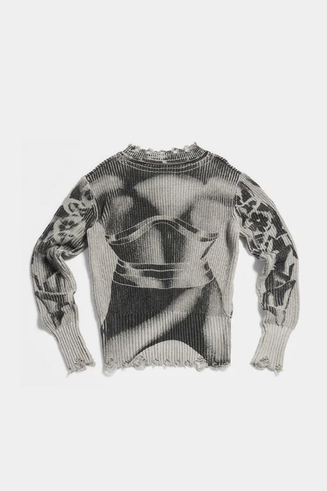 Vintage printed ripped  sweater