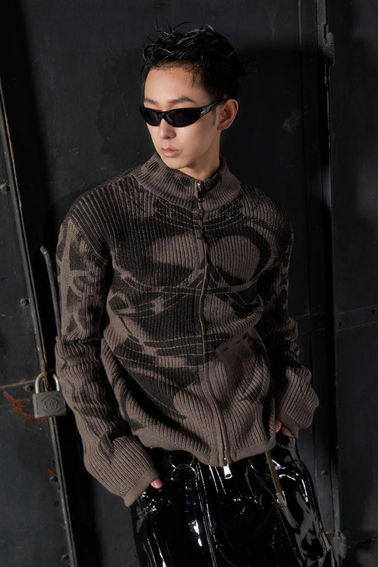 Vintage printed cardigan sweater