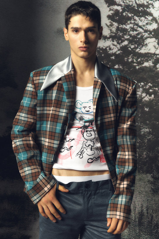 Bright retro checkered suit