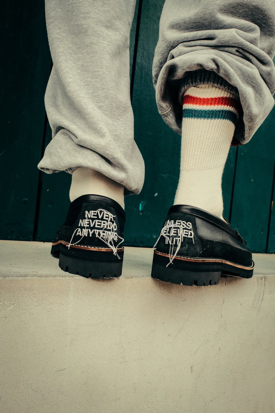 "SKOOL" Type.2 Embroidered Coin Loafers by HARUTA