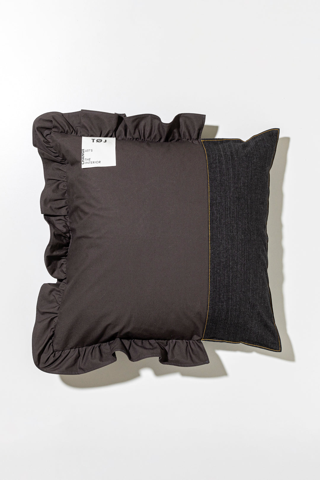 Denim & Shirts Cushion Cover - black × charcoal