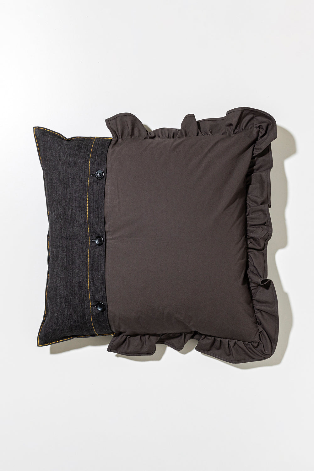 Denim & Shirts Cushion Cover - black × charcoal