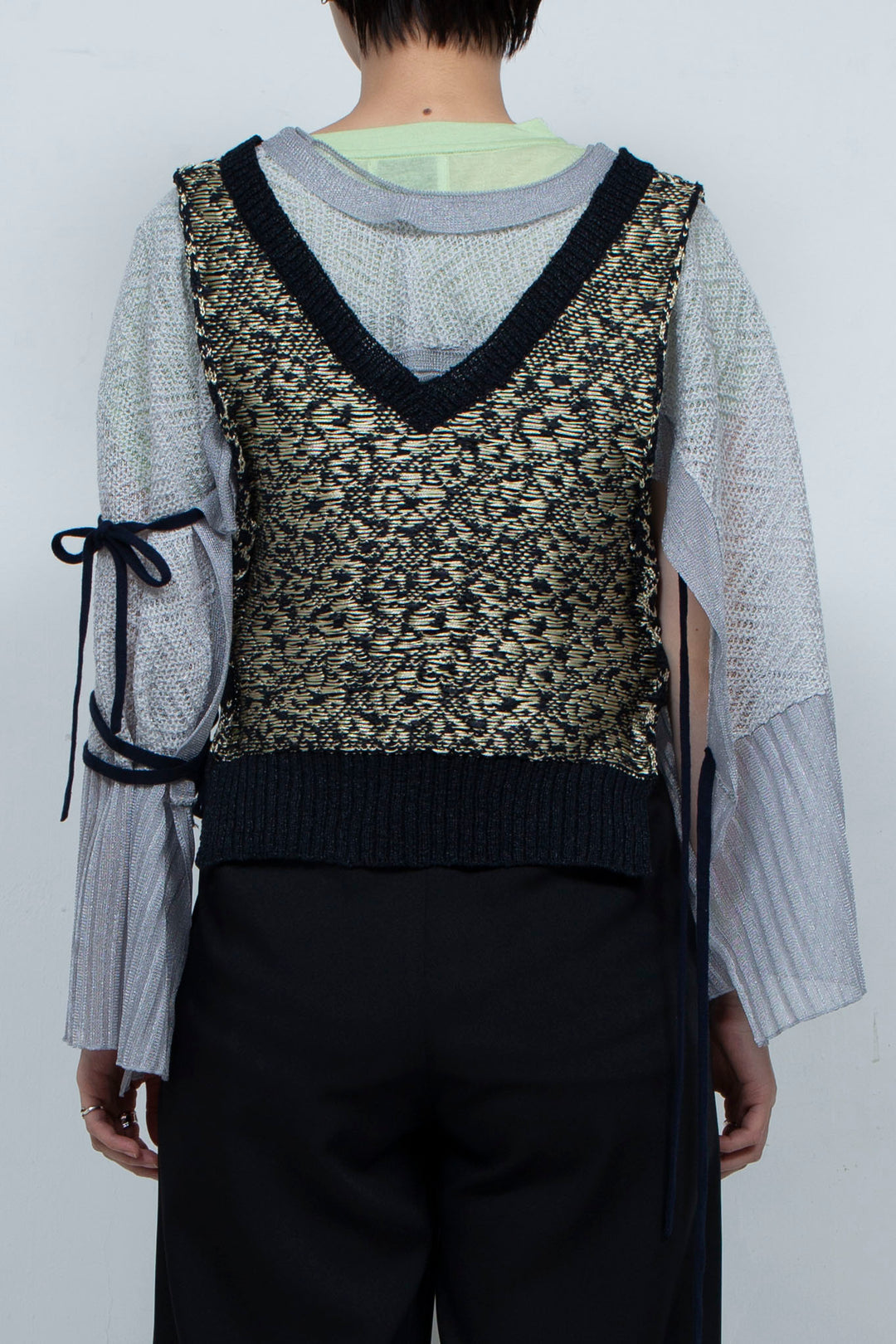 Knit Tank Tops Beige×Black