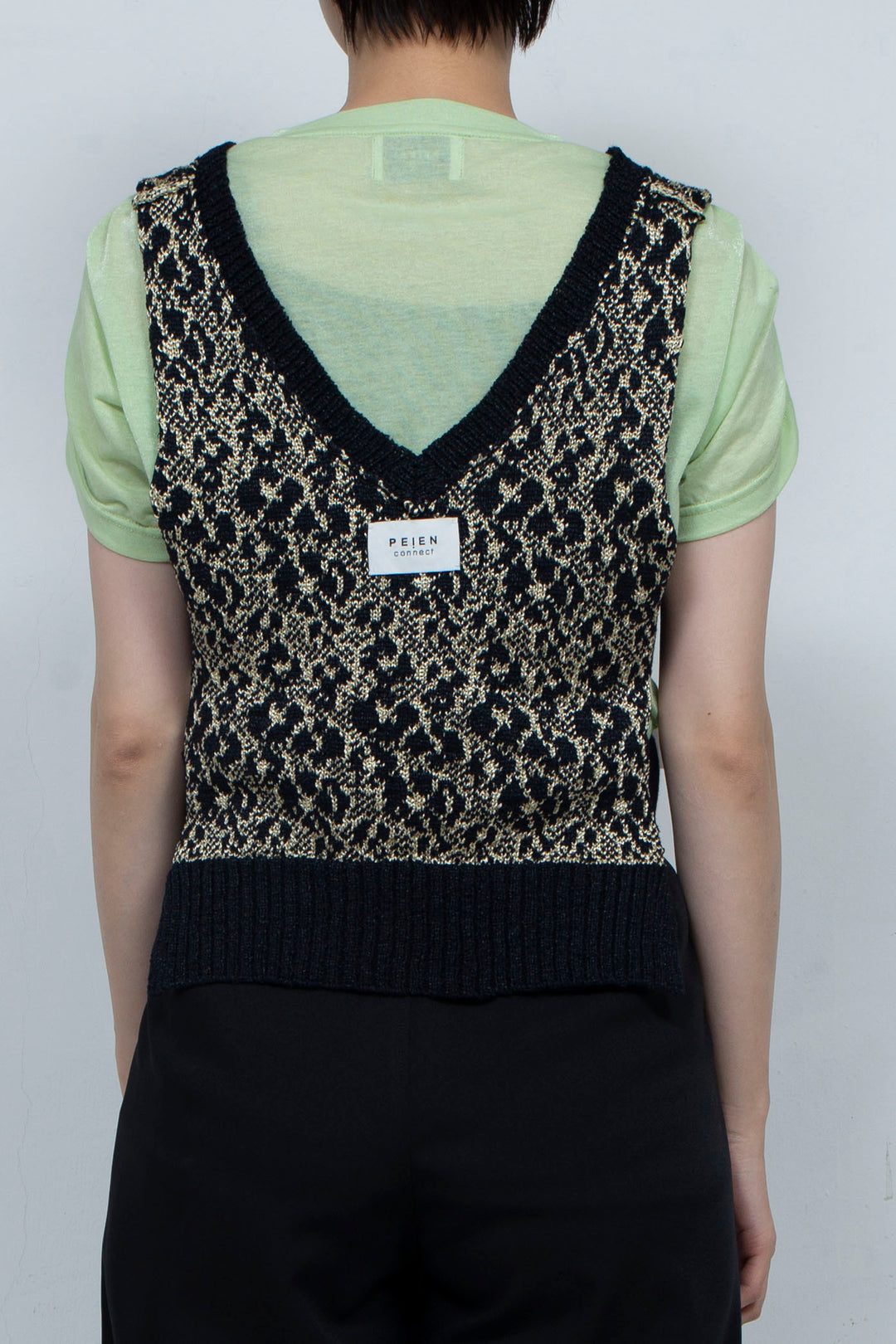 Knit Tank Tops Beige×Black