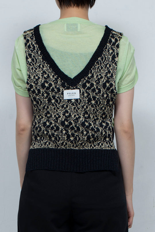 Knit Tank Tops Beige×Black