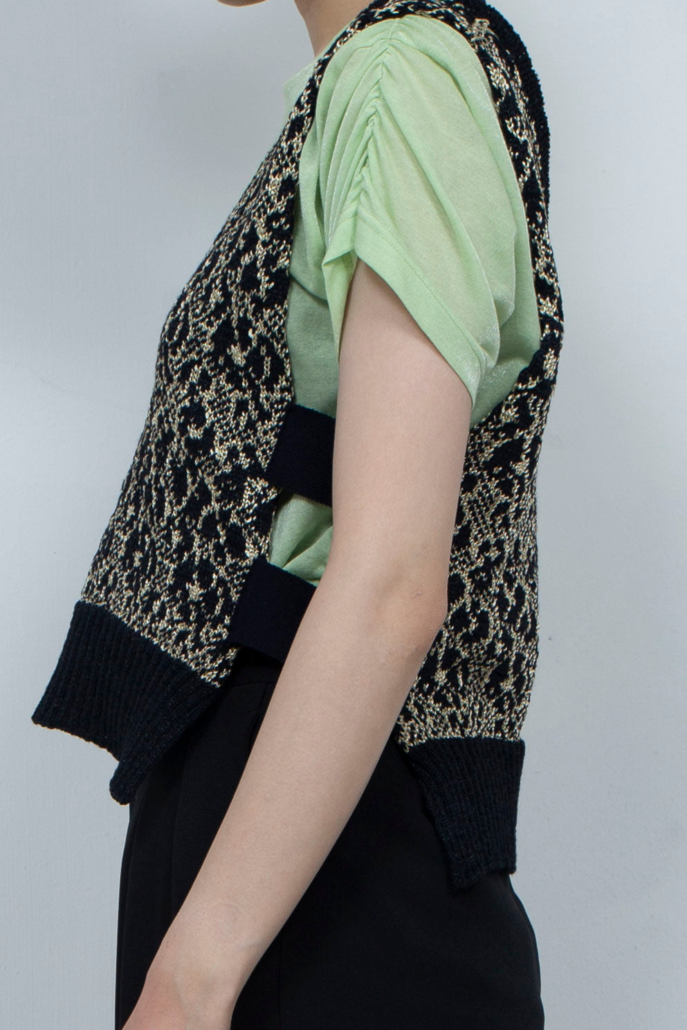 Knit Tank Tops Beige×Black