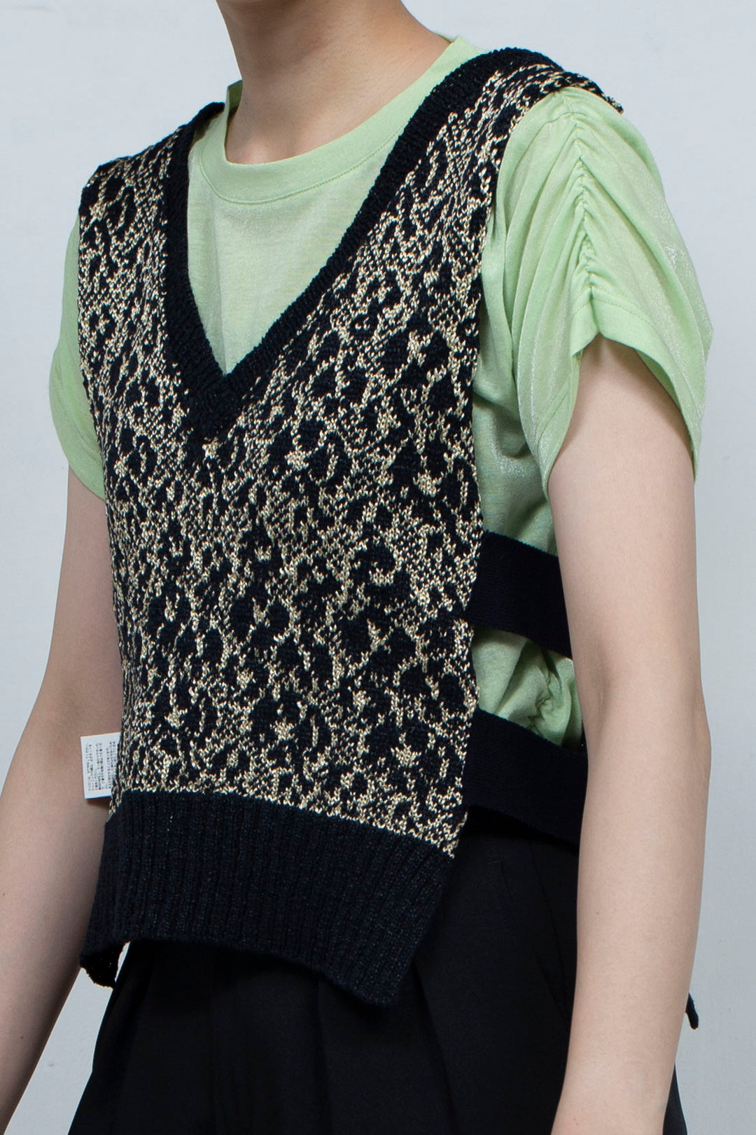 Knit Tank Tops Beige×Black