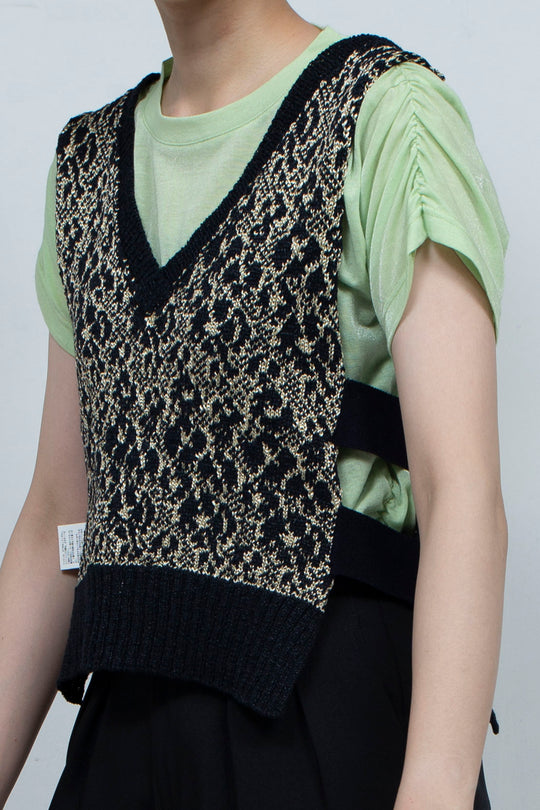 Knit Tank Tops Beige×Black