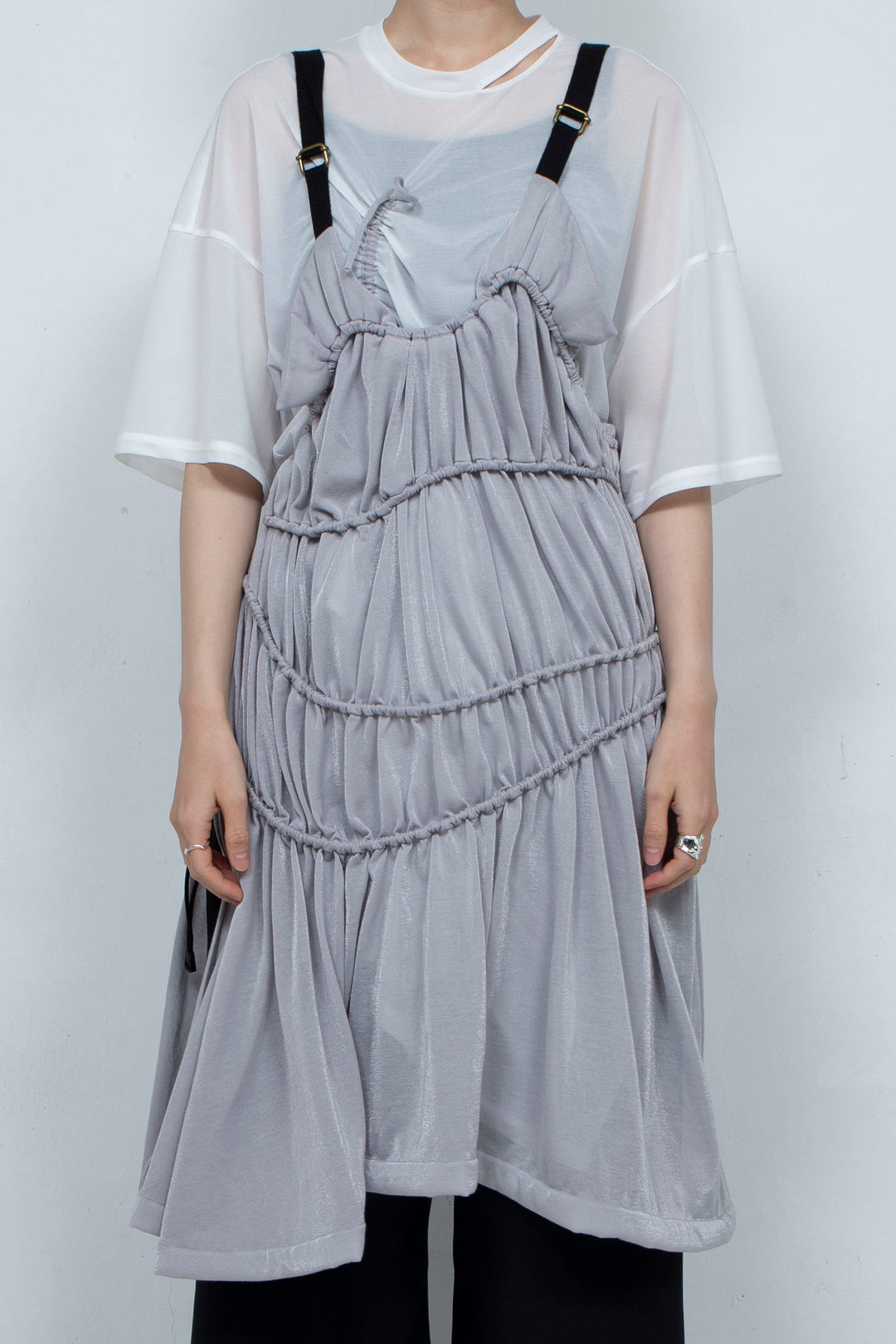 String Gathered Onepiece Gray