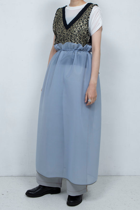 2way Flared Dress Gray Blue