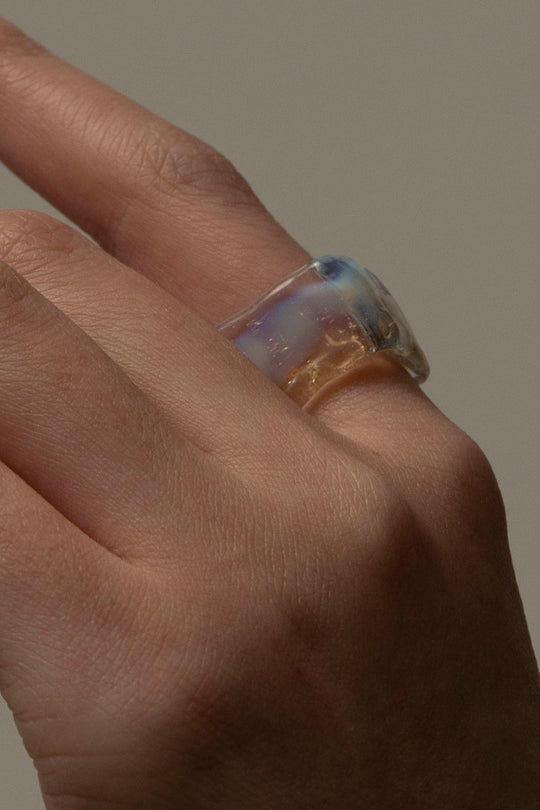 Ripple ring square opal