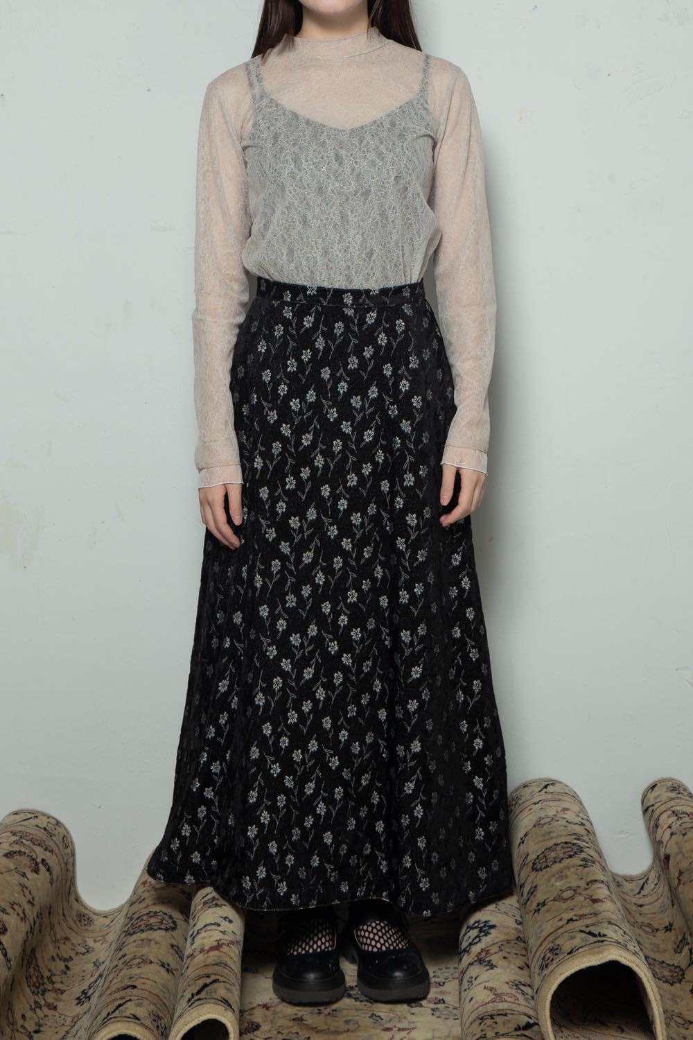 Flower Jacquard Skirt