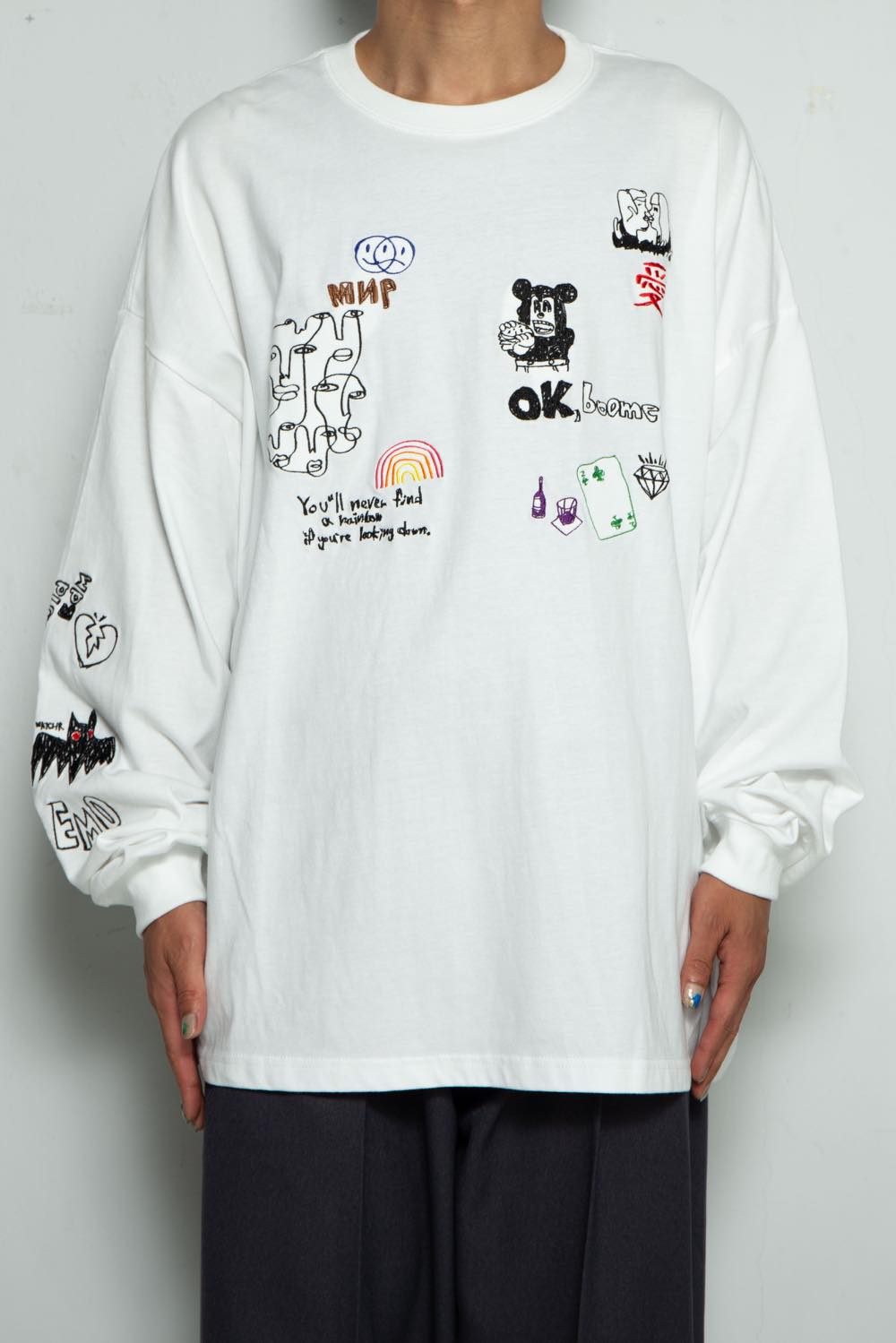 His scribble BIG L/S TEE