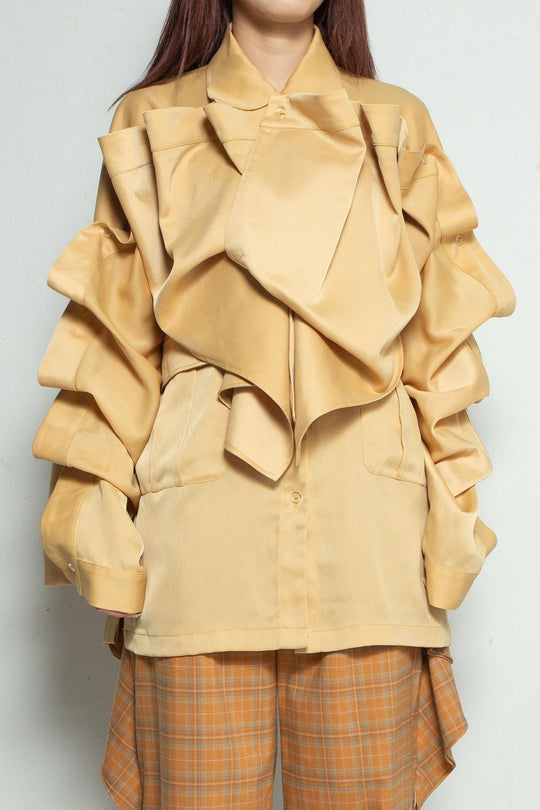 Frilled Big Shirt Mustard
