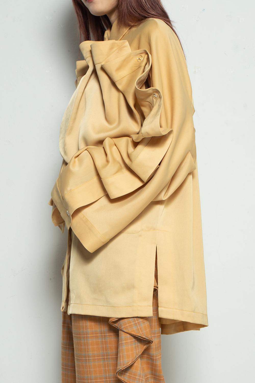 Frilled Big Shirt Mustard