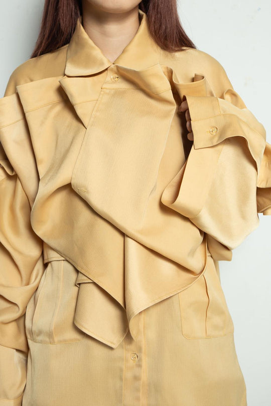 Frilled Big Shirt Mustard