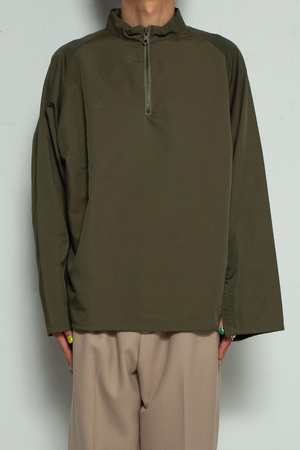 Cotton Nylon Mock neck Pullover