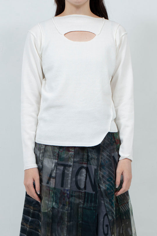 OBAKE FACE knit tops ~White~