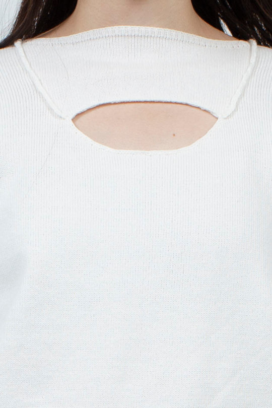 OBAKE FACE knit tops ~White~