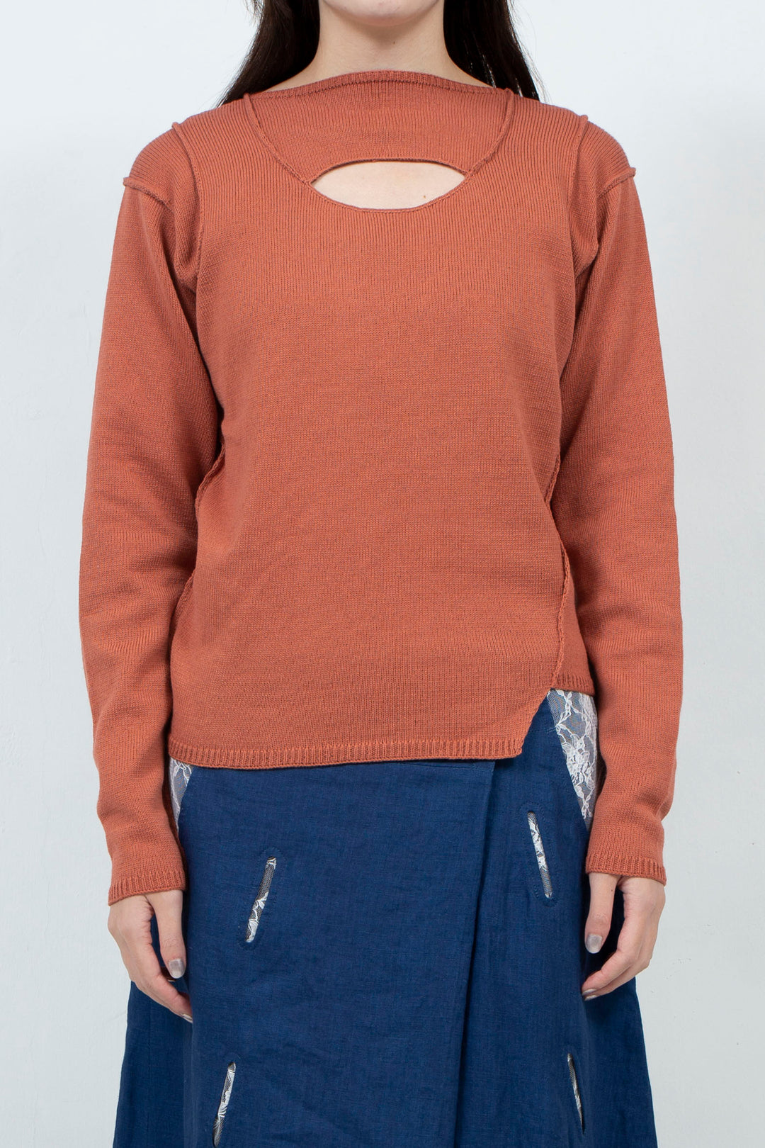 OBAKE FACE knit tops ~Orange~