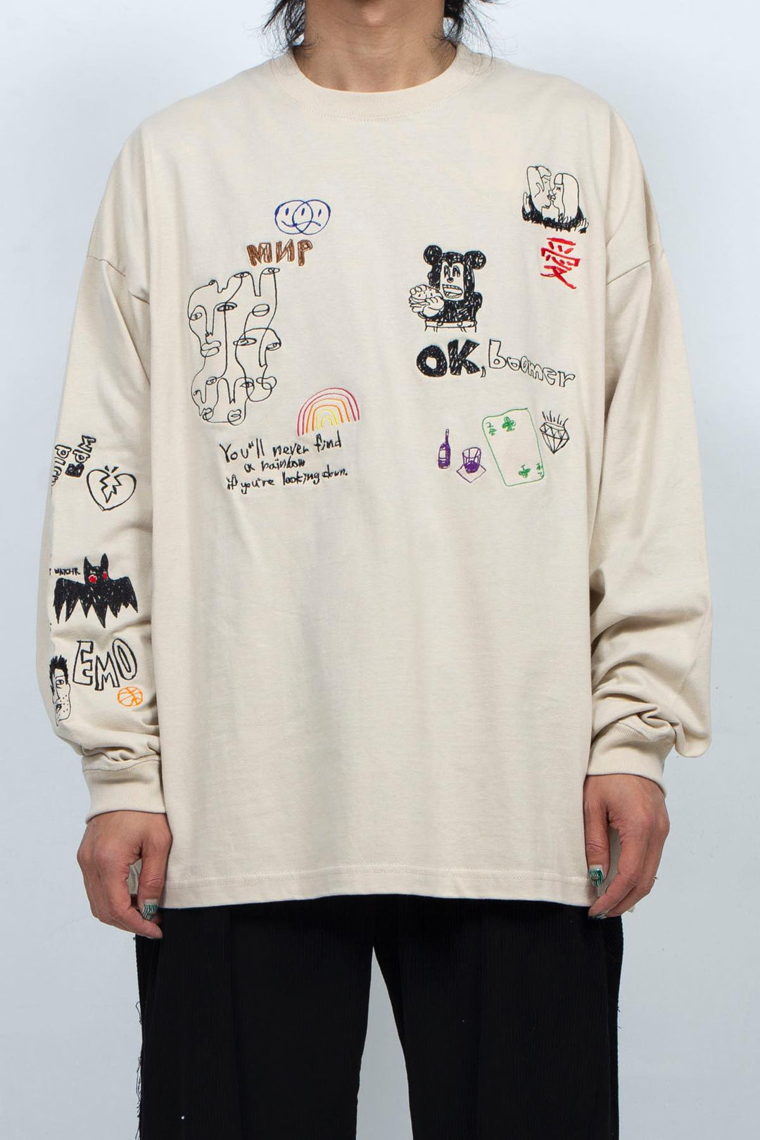 His scribble BIG L/S TEE