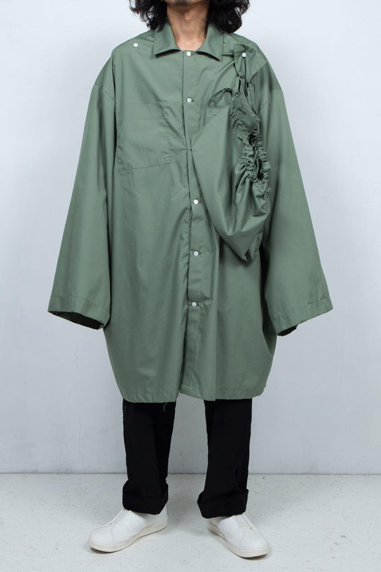 2way giant hooded shirt one piece Khaki