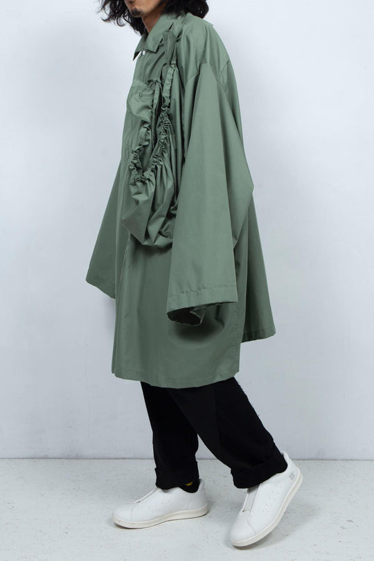 2way giant hooded shirt one piece Khaki