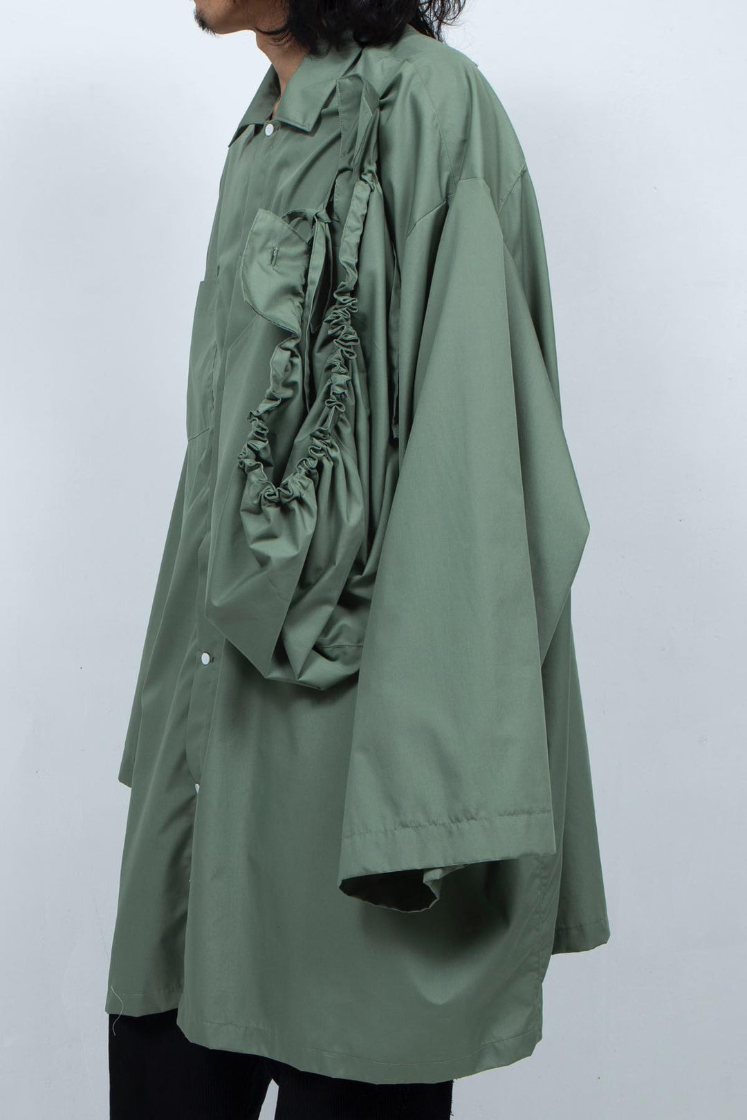 2way giant hooded shirt one piece Khaki