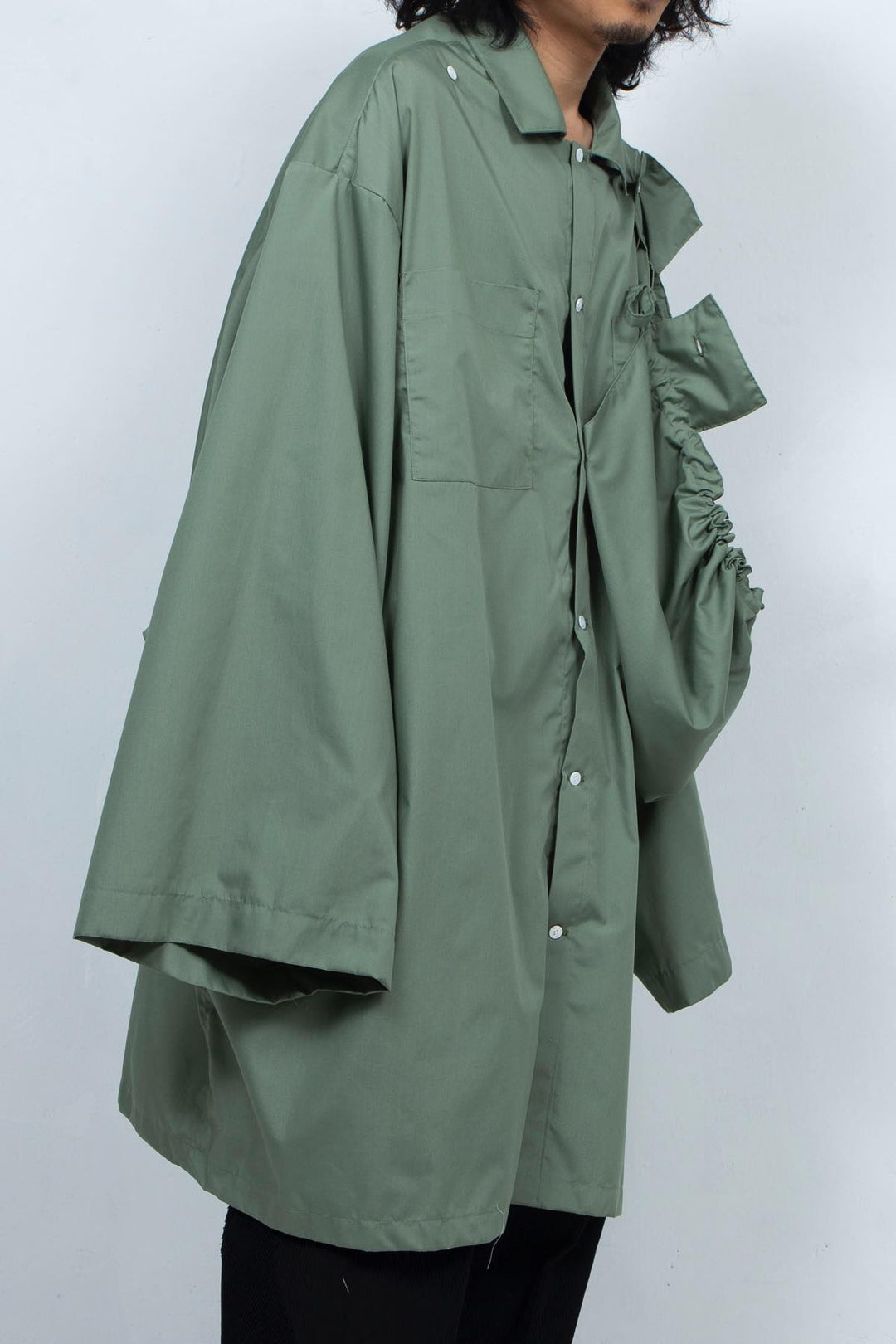 2way giant hooded shirt one piece Khaki
