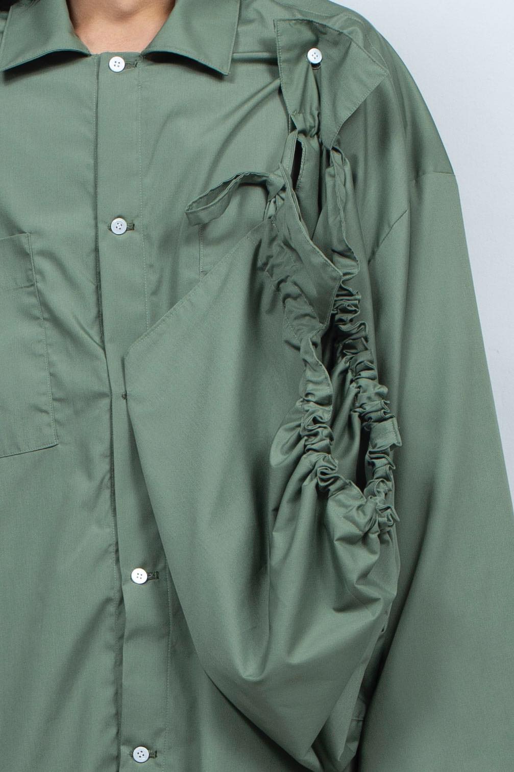 2way giant hooded shirt one piece Khaki