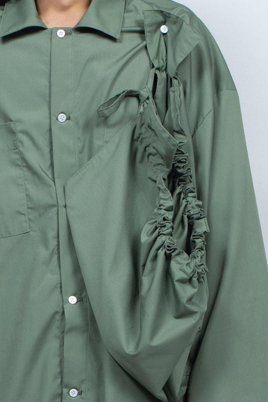 2way giant hooded shirt one piece Khaki