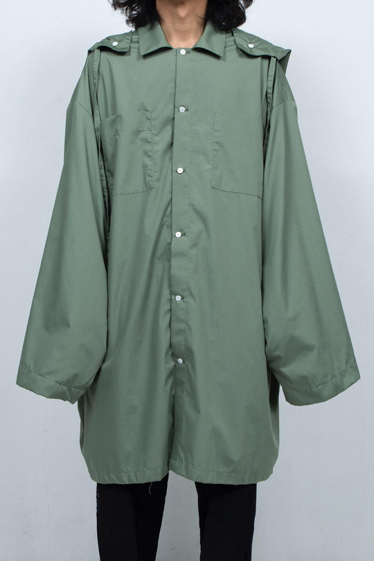 2way giant hooded shirt one piece Khaki