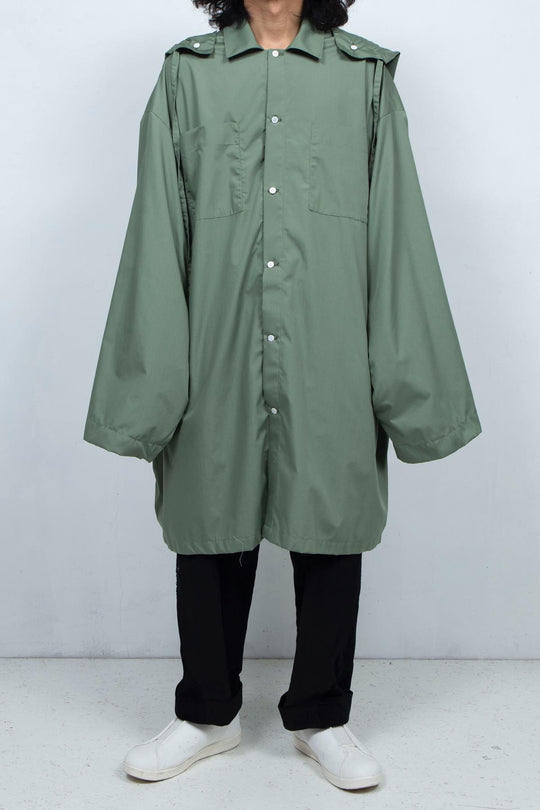 2way giant hooded shirt one piece Khaki