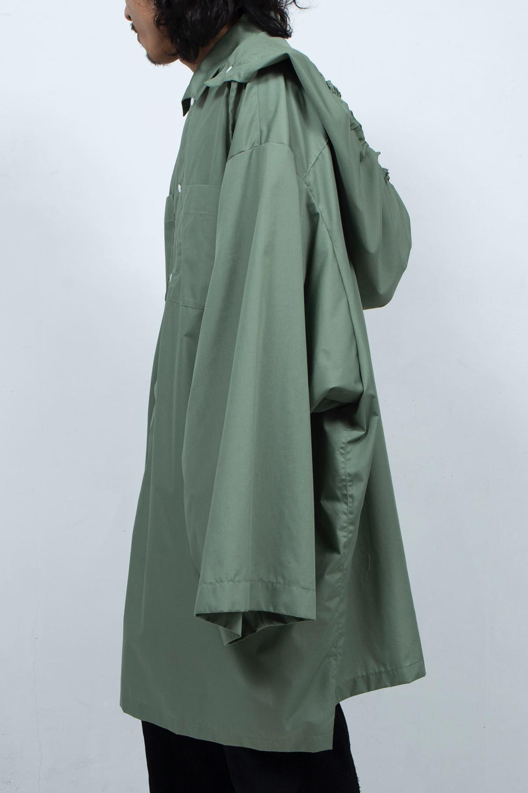 2way giant hooded shirt one piece Khaki