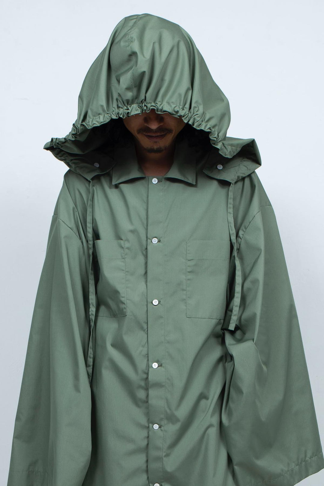 2way giant hooded shirt one piece Khaki