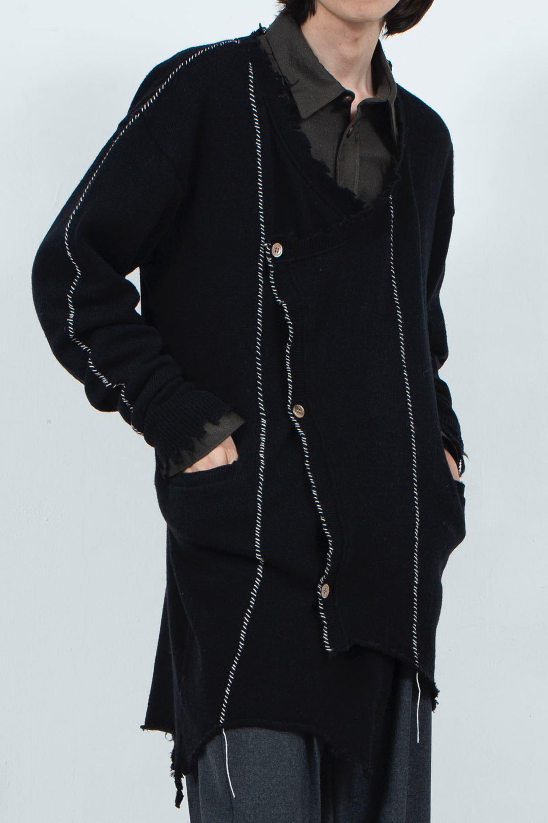 Roll Long Cardigan(Black)
