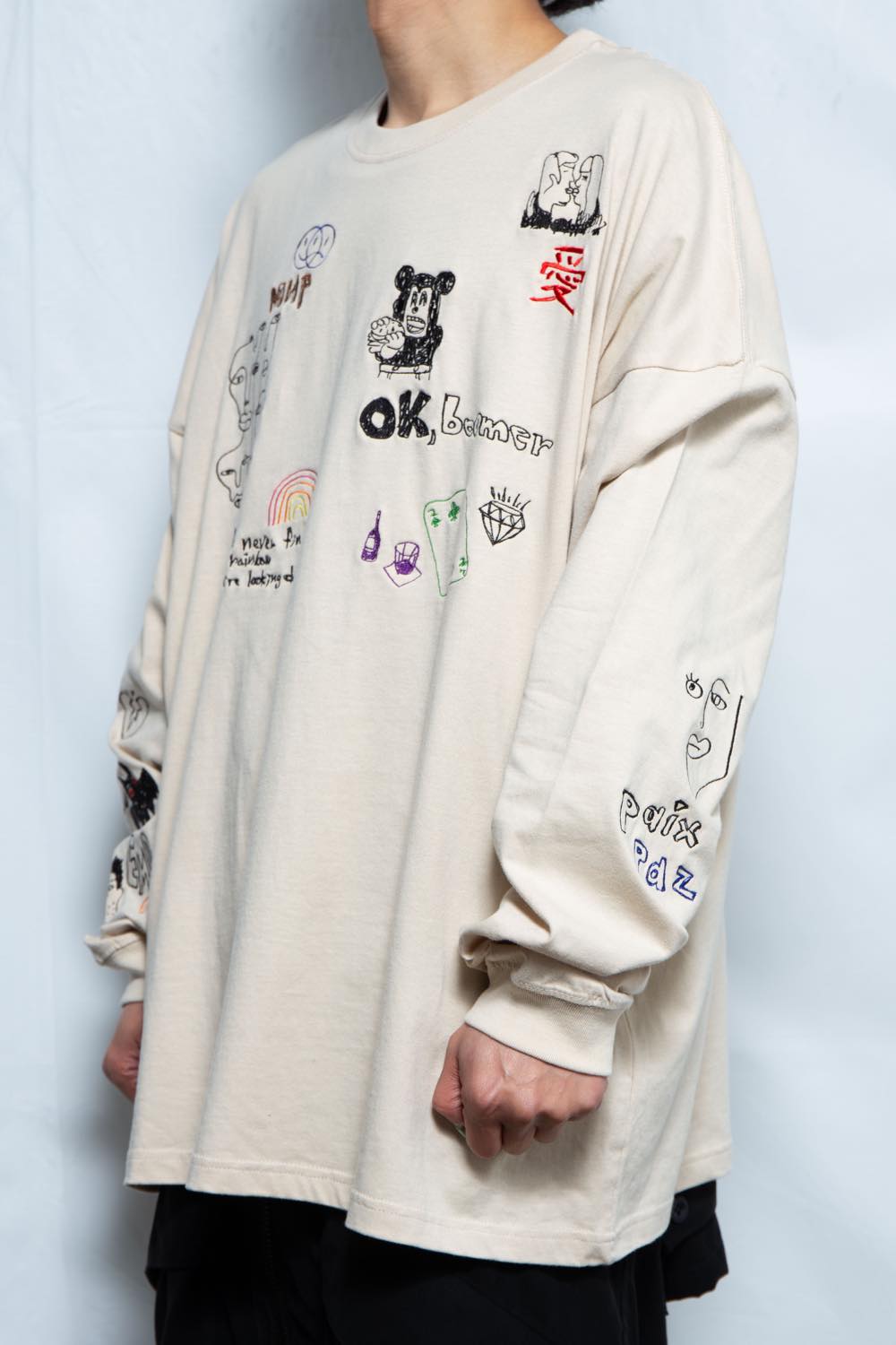 His scribble BIG L/S TEE
