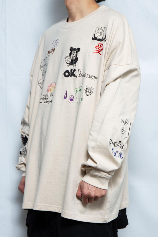 His scribble BIG L/S TEE
