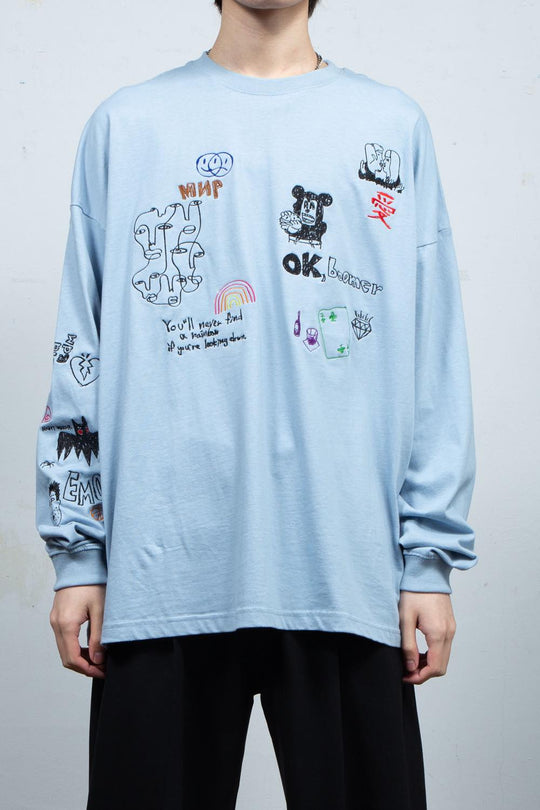 His scribble BIG L/S TEE