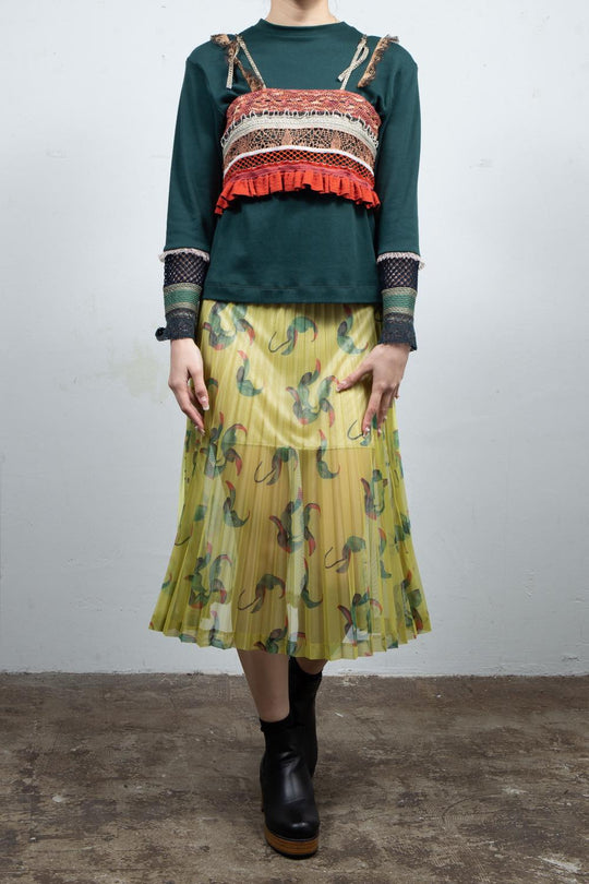 Green lace cut and sew