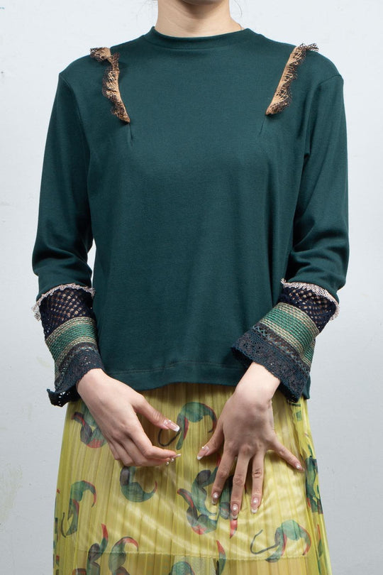 Green lace cut and sew